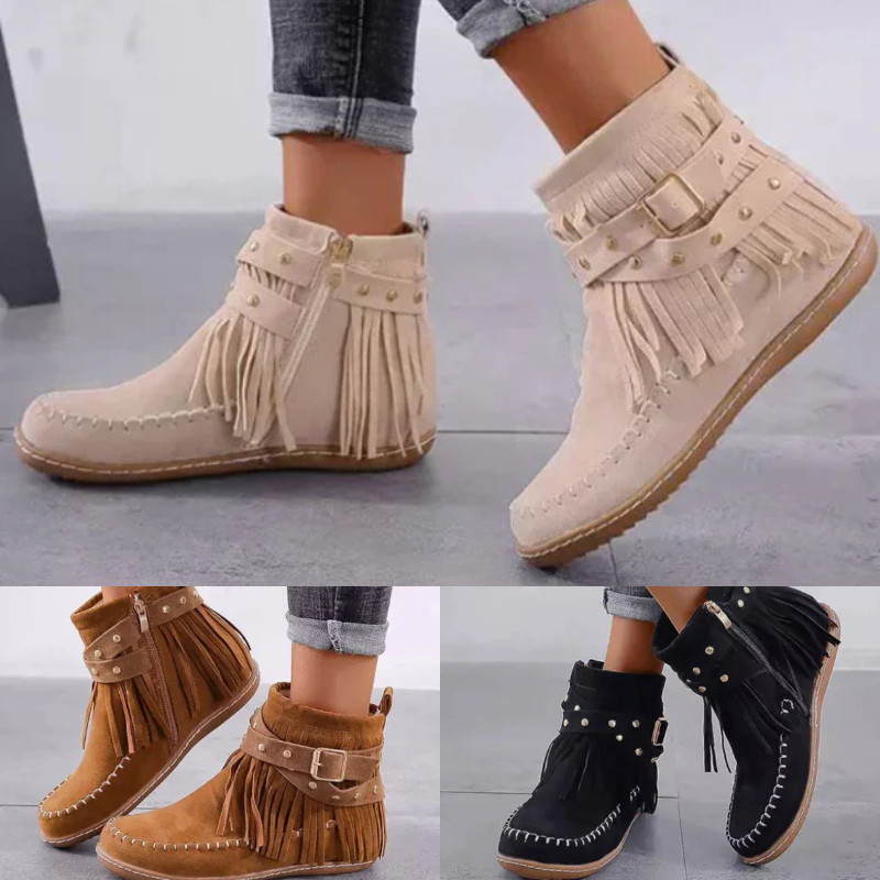 Stylische Damenstiefeletten mit Fransen, modisch und vielseitig kombinierbar