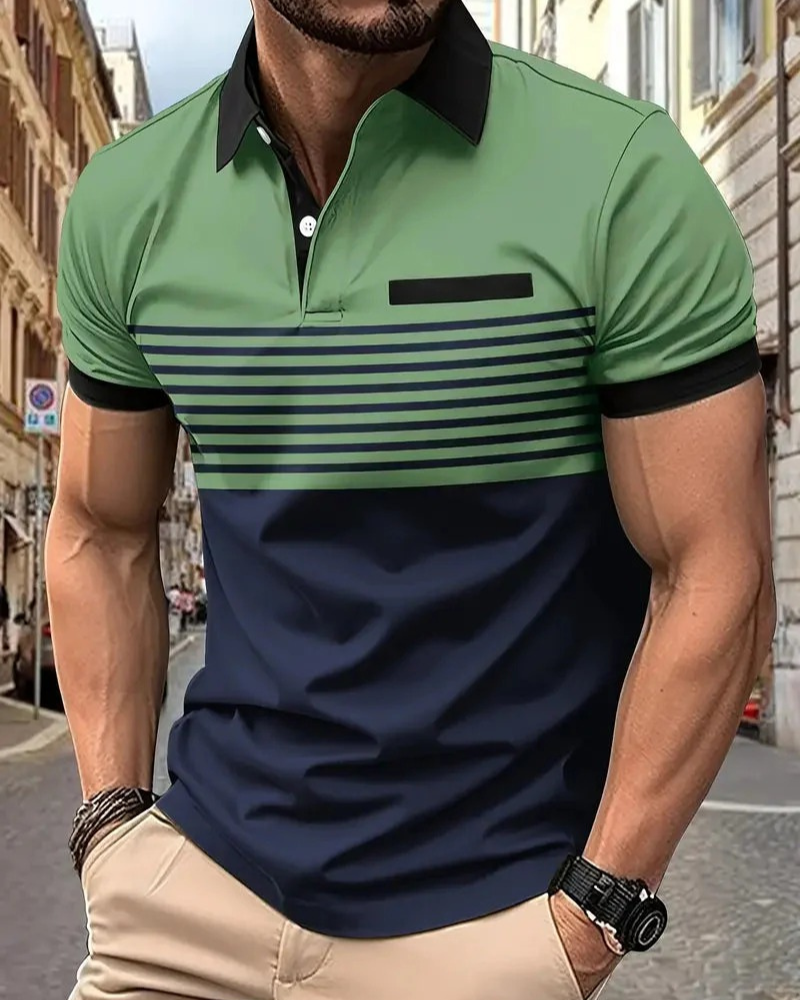 Herren Poloshirt mit Streifen in lässigem Schnitt für Alltag und Freizeit