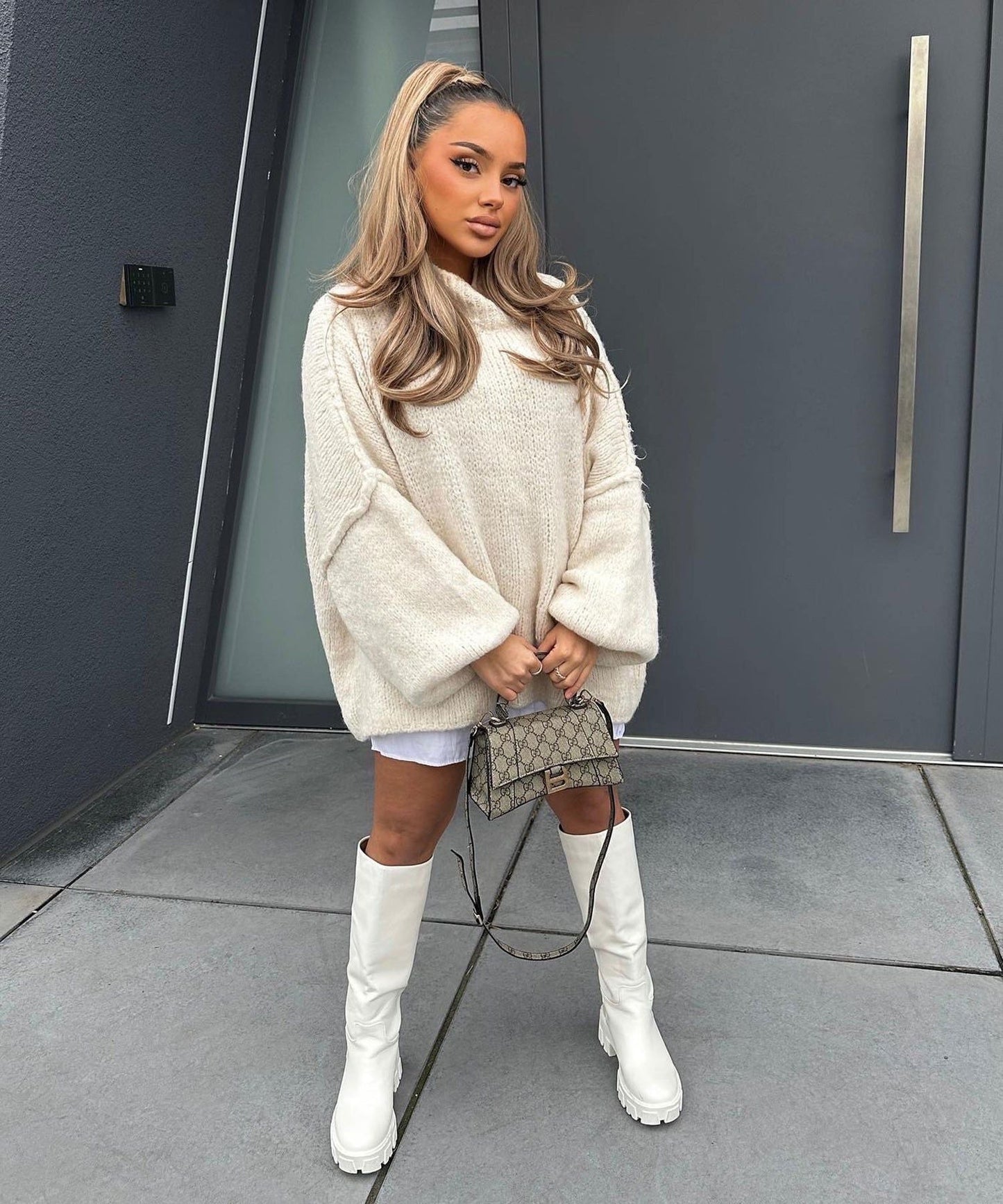 Langarm-Tunika-Pullover mit Batwing-Halsausschnitt für Damen | Selina