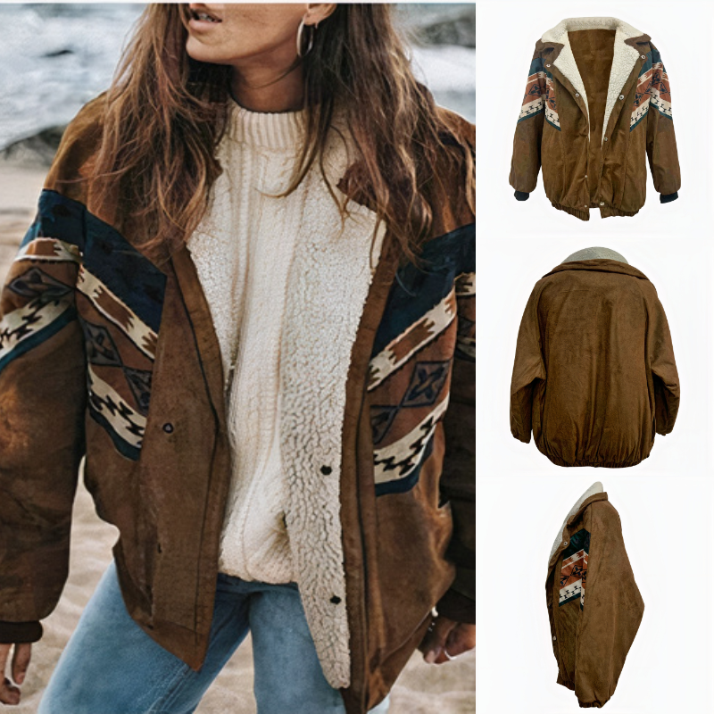 Braune Vintage-Jacke für Damen im zeitlosen Retro-Stil
