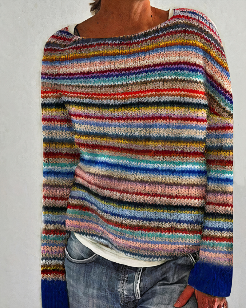 Damen bunter gemütlicher Pullover mit lebendigem Design und bequemem Schnitt