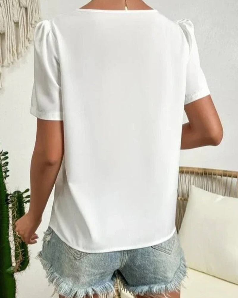 Damen elegante Sommerbluse mit klassischem Schnitt für warme Tage