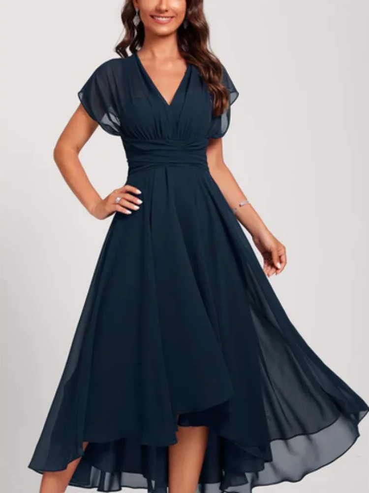 Damen elegantes luftiges Cocktailkleid in Midi-Länge für festliche Anlässe