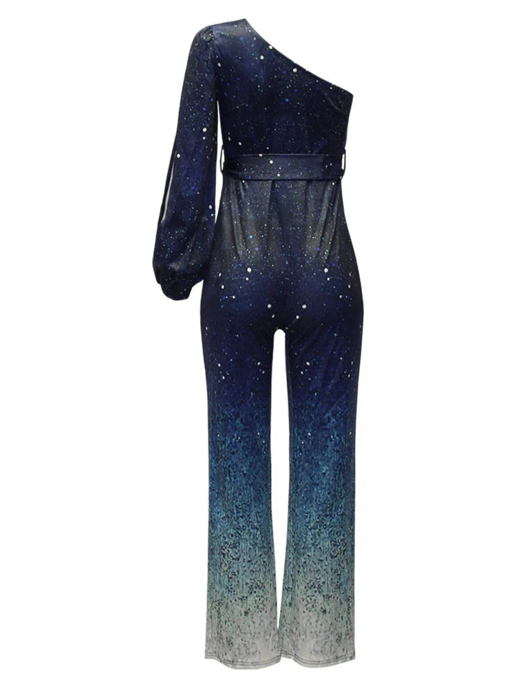 Damen stylischer Glitzer-Jumpsuit mit tailliertem Schnitt für Abendveranstaltungen