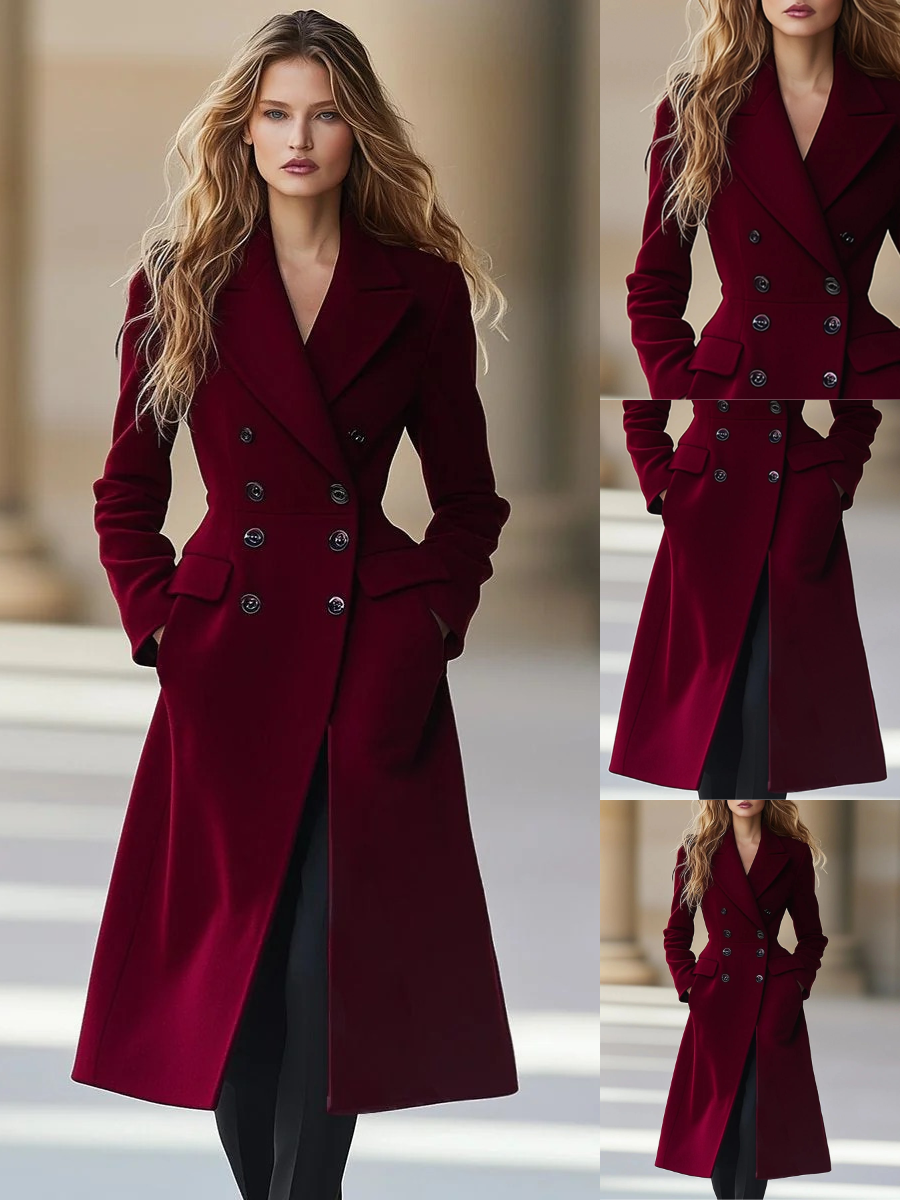Damen Haute Couture Doppelreihiger Trenchcoat für stilvolle Auftritte bei jeder Gelegenheit
