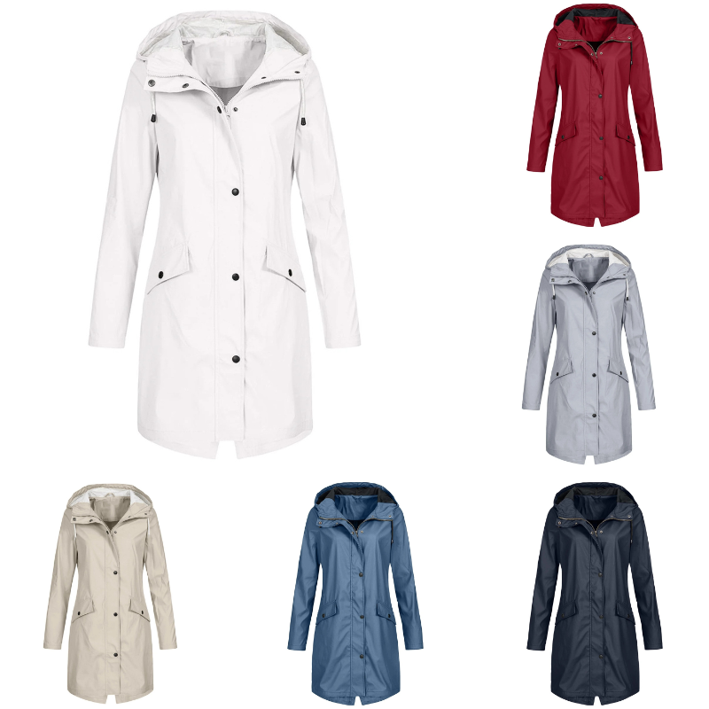 Damen klassische winddichte Regenjacke in zeitlosem Design für Wind und Regen