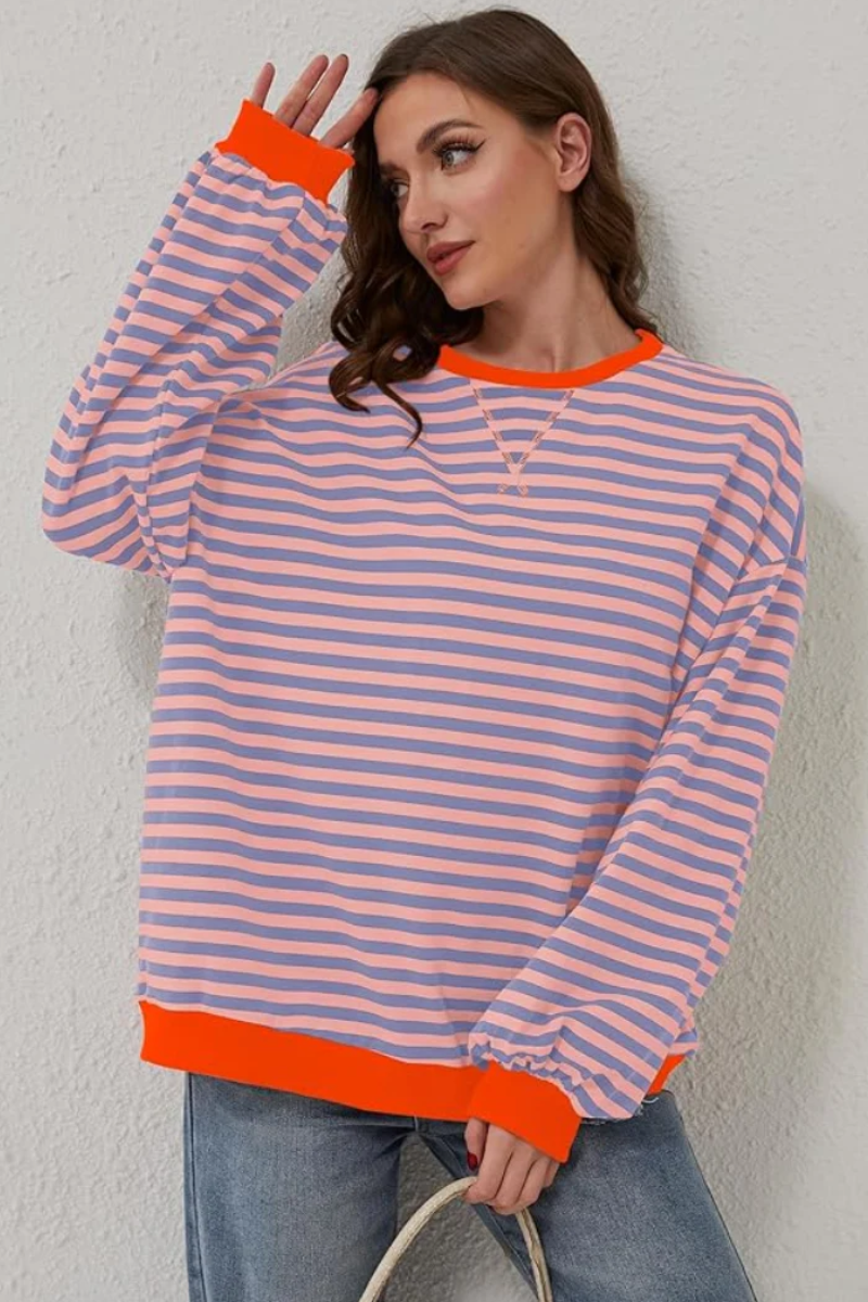 Damen lässiger gestreifter Pullover im modernen Design
