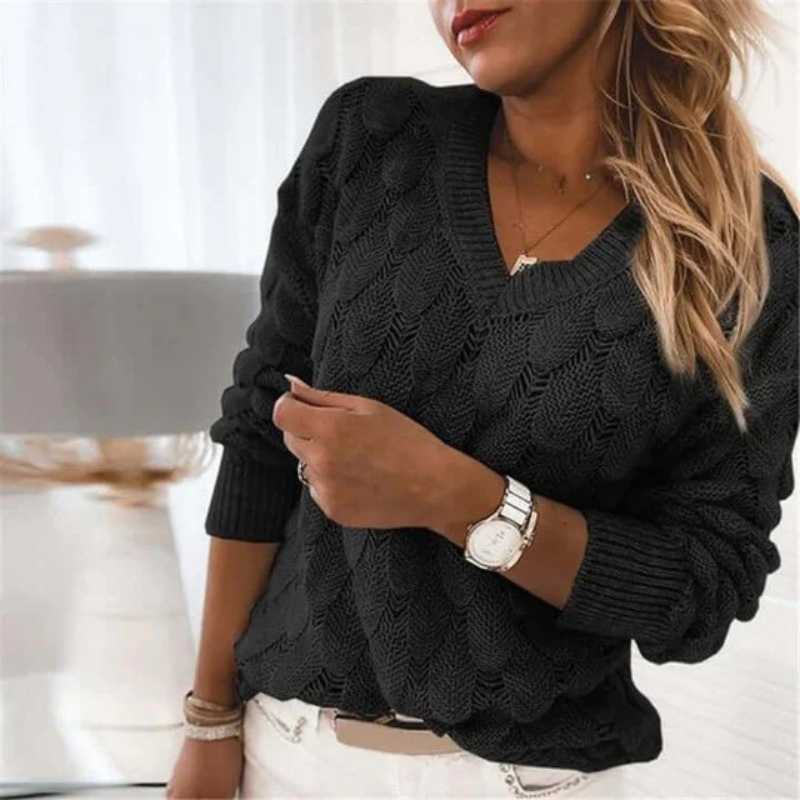 Damen lässiger V-Ausschnitt Pullover in zeitlosem Design für einen modernen Alltagslook