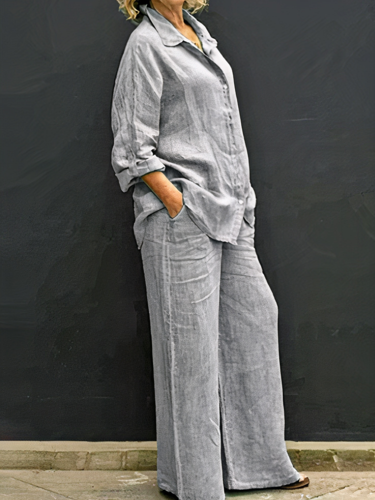 Damen Langarmshirt-und-Hosen-Set in stilvollem, bequemen Design