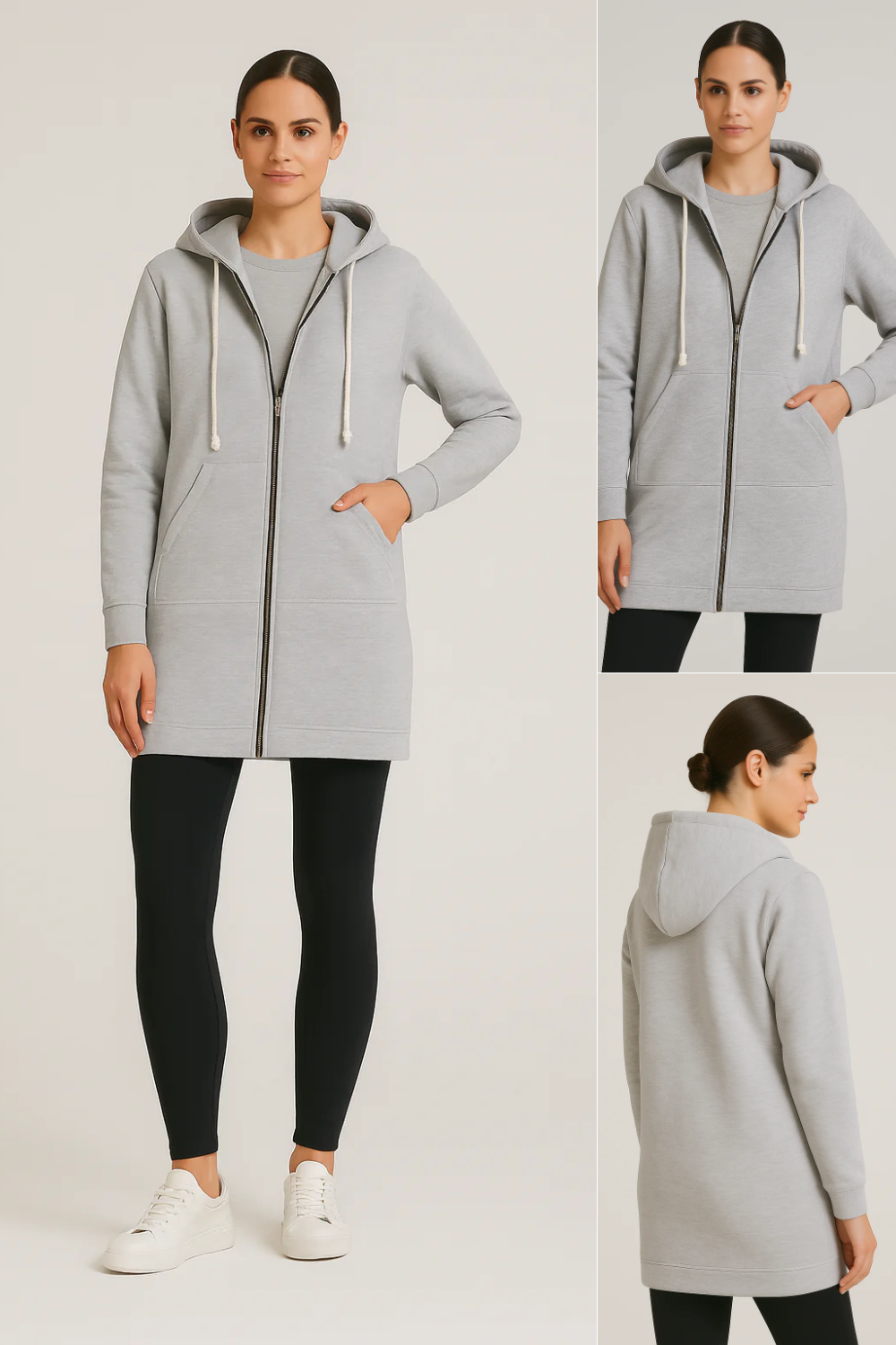 Damen langer warmer Hoodie, ideal für kalte Tage und gemütliche Freizeitmomente