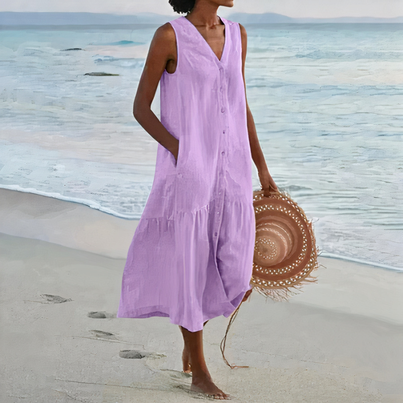 Damen luftiges ärmelloses Strandkleid für leichte, sommerliche Strand-Looks