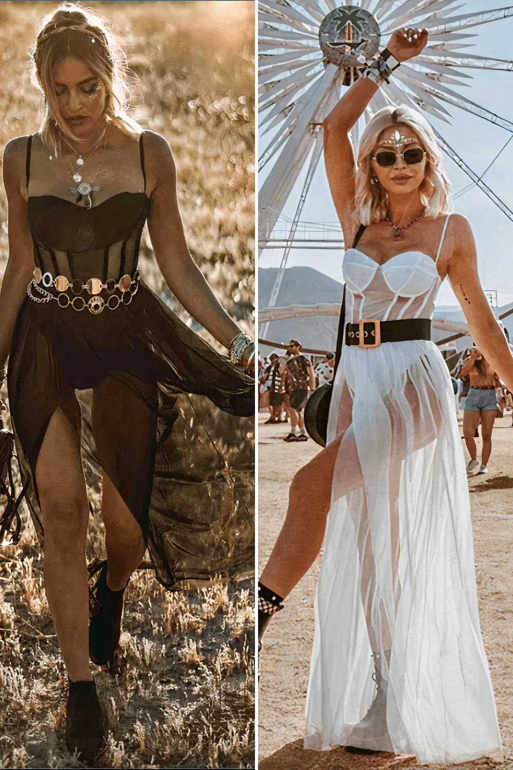 Damen modisches Boho-Festivalkleid mit buntem Muster in sommerlicher Optik