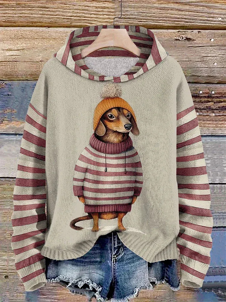 Damen stilvoller Hoodie mit Hunde-Print, bequem und fröhlich für Alltag und Freizeit