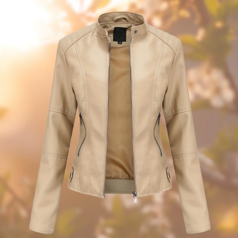 Damen stylische Bikerjacke mit modernem Schnitt und ausdrucksstarkem Design