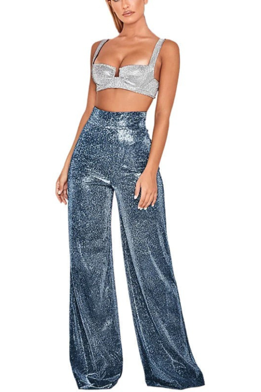 Damen stylische Glitzerhose mit modernem Schnitt, ideal für glamouröse Outfits bei besonderen Anlässen.