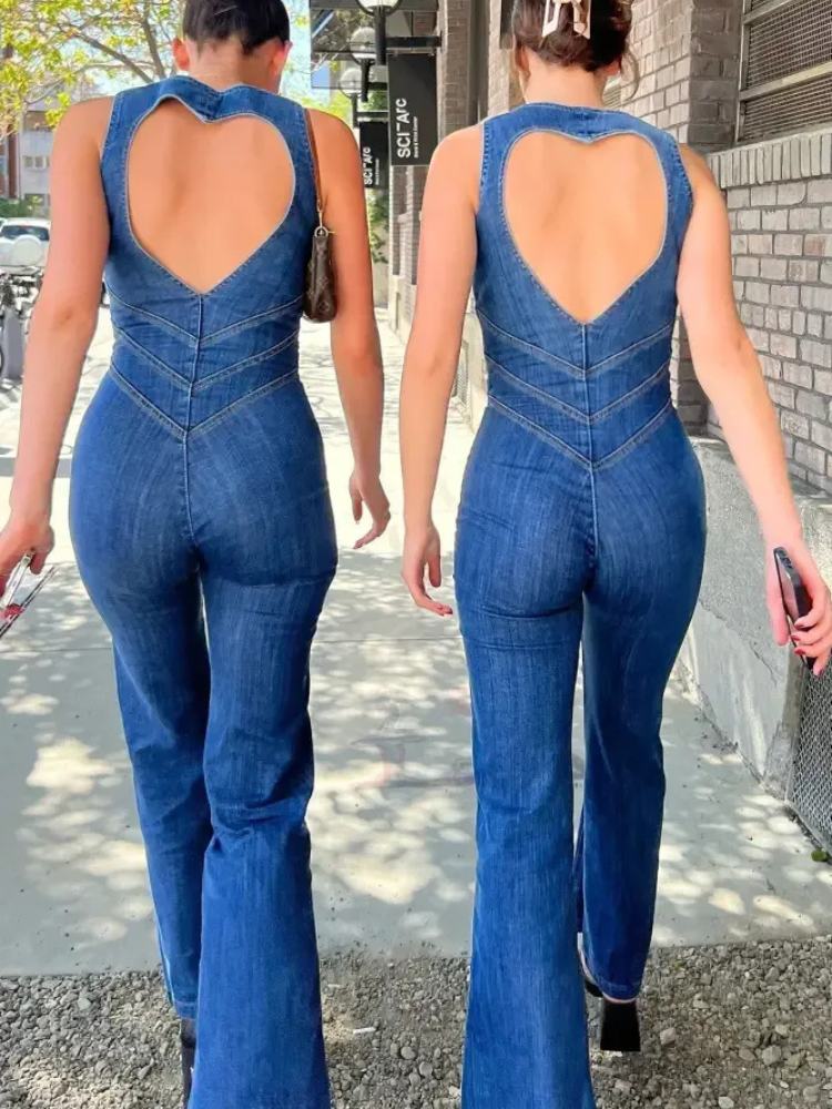 Damen stylischer Denim-Jumpsuit mit modernem Schnitt und praktischen Details für Alltag und Freizeit