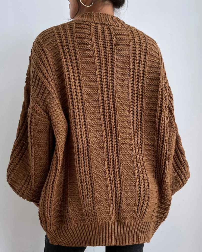 Damen stylischer Zopfstrick-Cardigan mit klassischem Muster und modernem Design