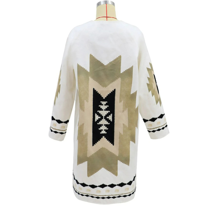 Lange Damenstrickjacke im Vintage-Bohème-Stil für vielseitige Outfits