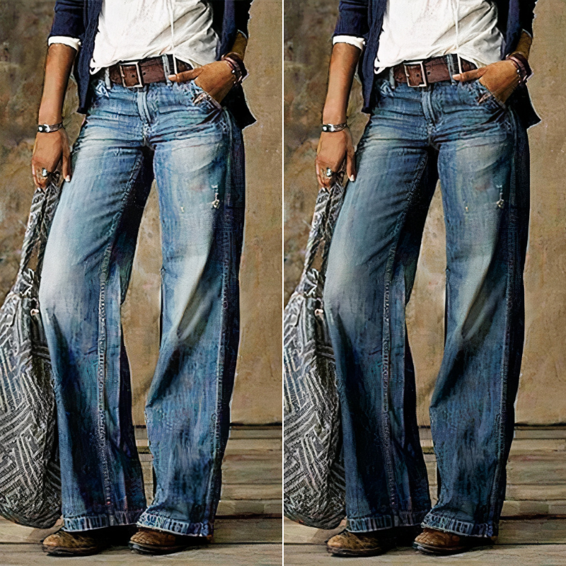 Damen Vintage-Denim-Jeans im klassischen Stil für Alltag und Freizeit