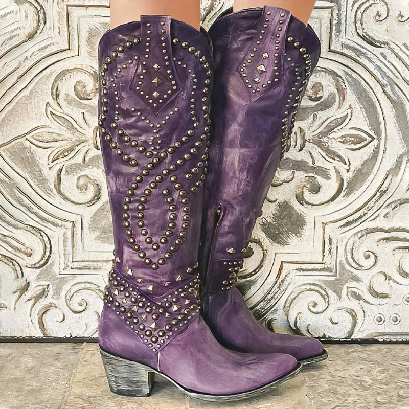 Damen Vintage-Kniestiefel mit elegantem, zeitlosem Design für Alltag und besondere Anlässe