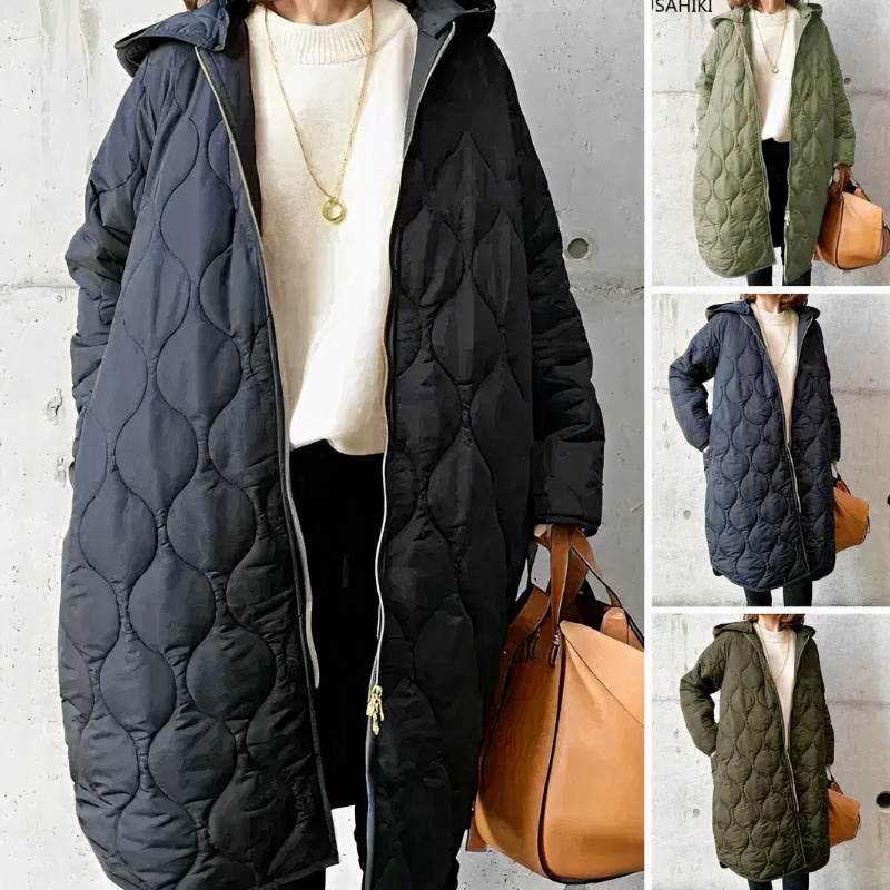 Damen warme gesteppte Kapuzenjacke mit zeitlosem Design und praktischer Kapuze