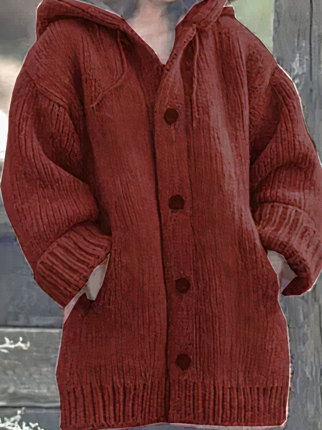 Damen Warme Kapuzenstrickjacke mit praktischem Design und zeitloser Ausstrahlung, ideal für kühle Tage.