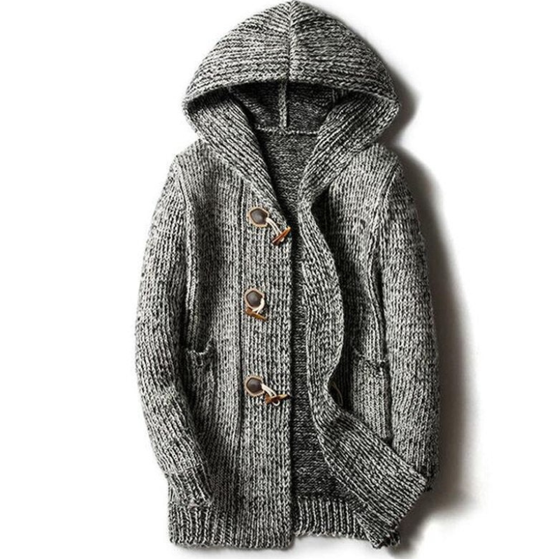 Elegante Herren-Strickjacke mit Kapuze im zeitlosen Design für Alltag und Freizeit