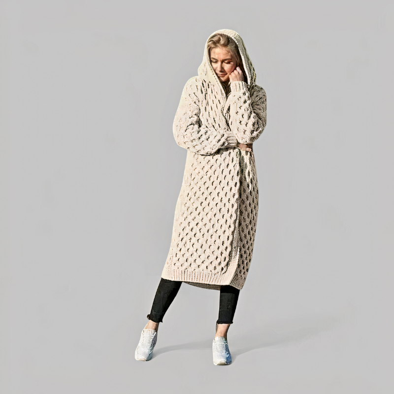 Damen lange Strickjacke, gemütlich und warm für den Alltag