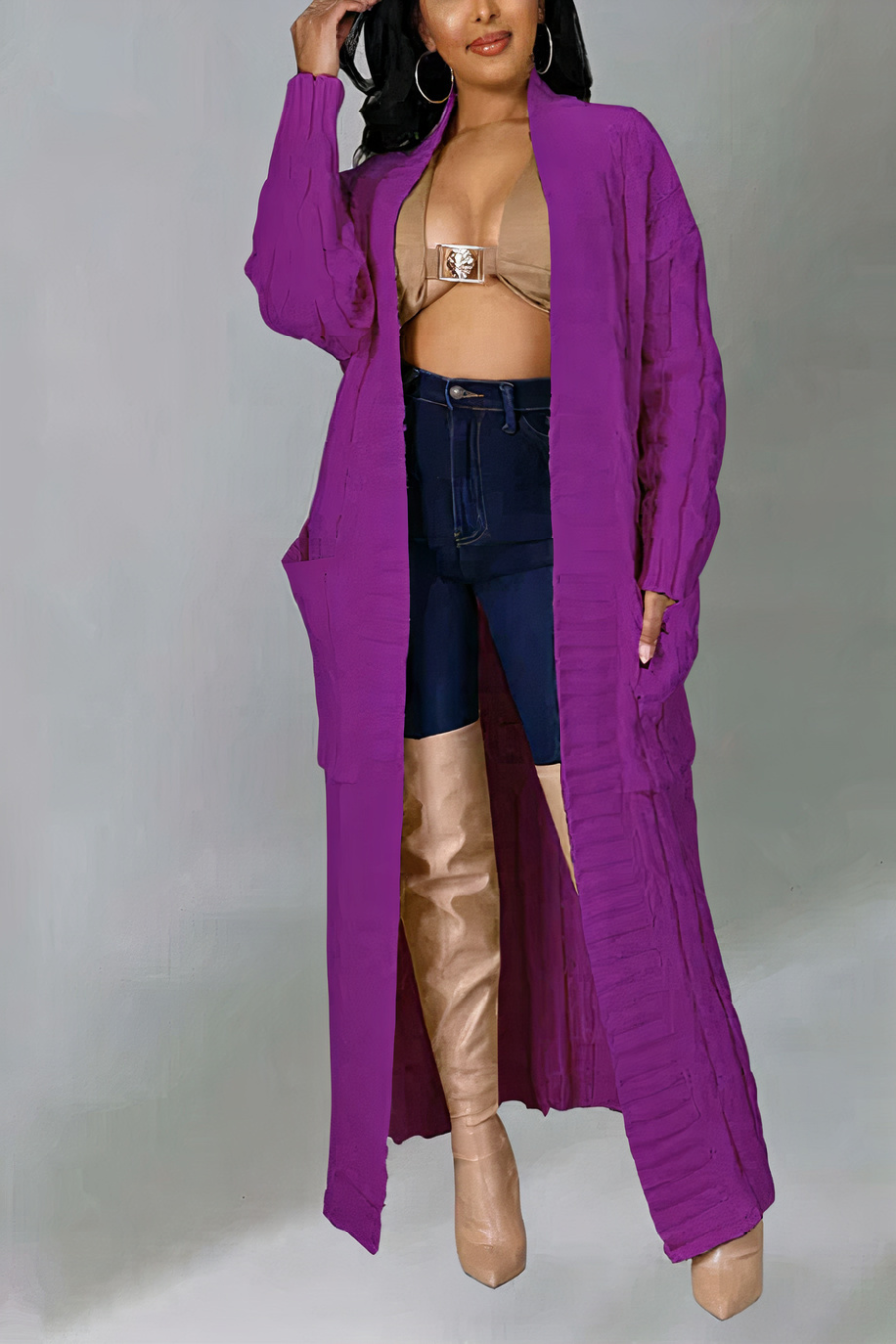 Gemütliche lange Strickjacke für Damen in elegantem Design