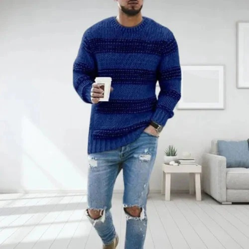 Gestreifter Pullover für Herren im modernen Strickdesign