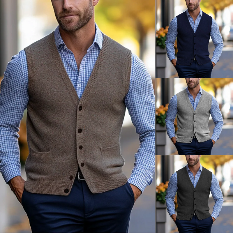 Herren ärmelloser Pullover, vielseitig und bequem für Freizeit und Büro