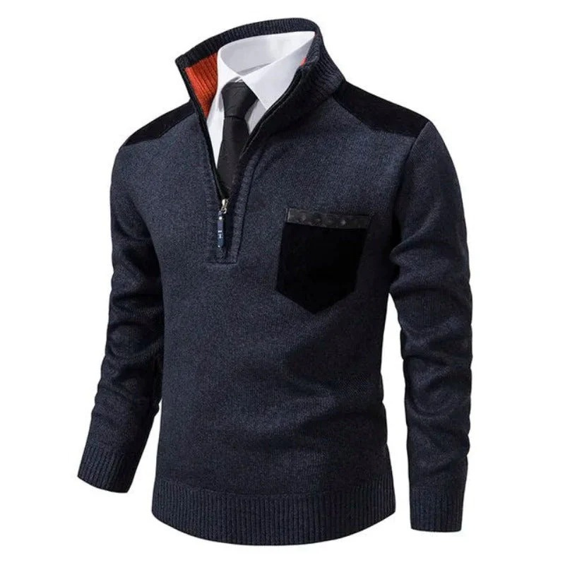 Herren eleganter Zip-Up-Pullover in modernem Design mit Reißverschluss