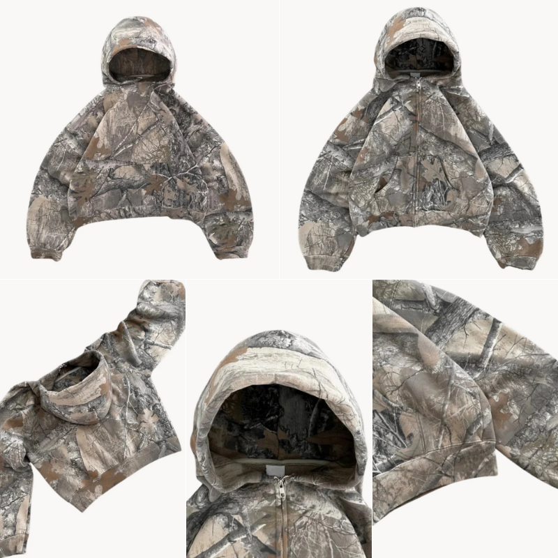 Herren entspannter Camouflage-Hoodie mit Kapuze und Kängurutasche