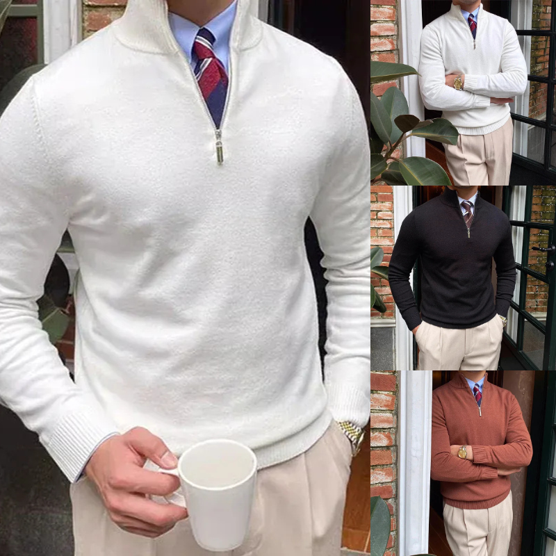 Herren-Freizeitpullover mit halbem Reißverschluss in modernem Design