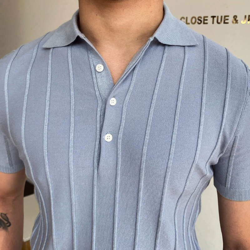 Herren gestreiftes Poloshirt in sportlich-elegantem Look für vielseitige Outfits“