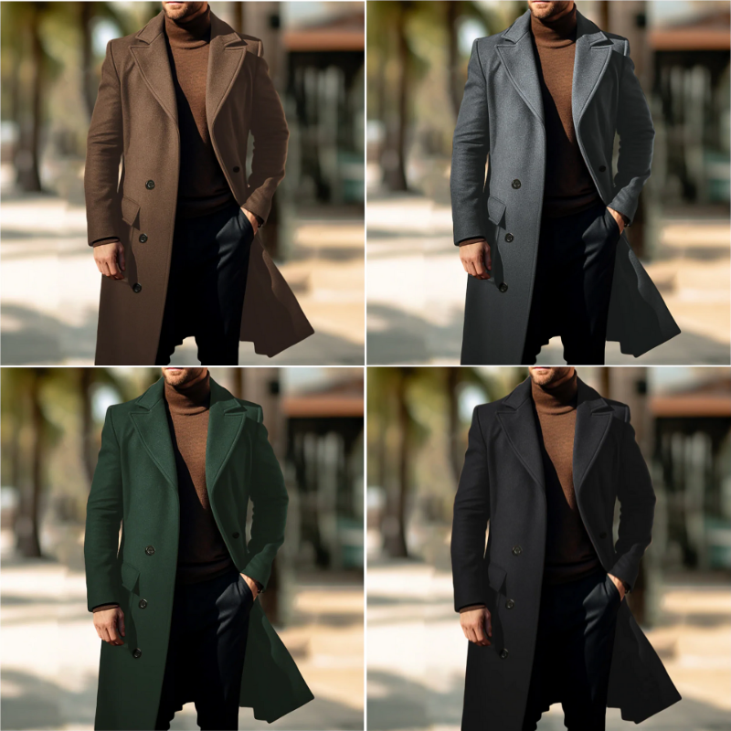 Herren klassischer Mantel, eleganter Look für Arbeit, Freizeit und kühle Tage