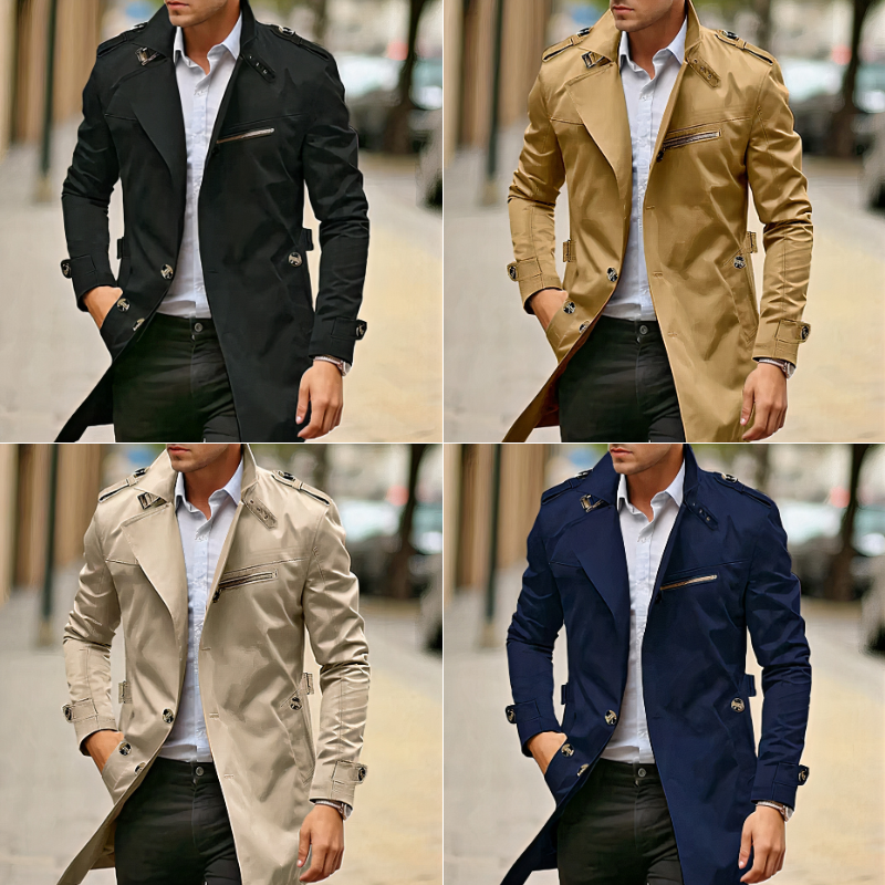 Herren klassischer Old-Money-Stil Trenchcoat in elegantem Design