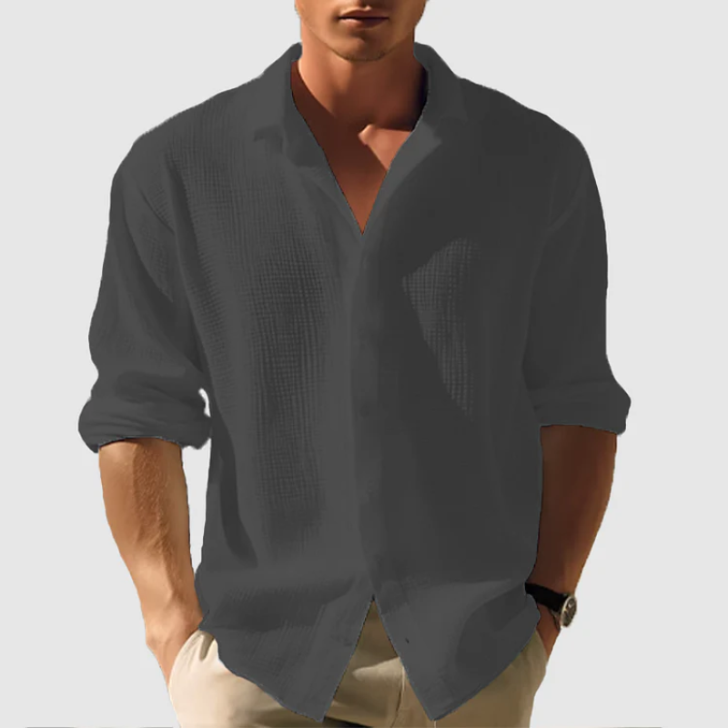 Herren luftiges Button-Down-Hemd mit langen Ärmeln für stilvolle Outfits