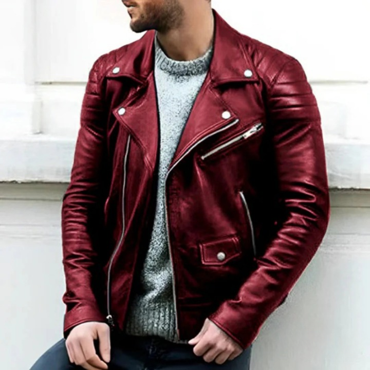 Herren moderne Bikerjacke mit markantem Design für Alltag und Freizeit