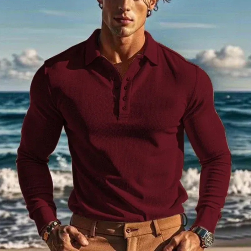 Herren-Poloshirt mit langen Ärmeln in klassischem Design für Alltag und Freizeit
