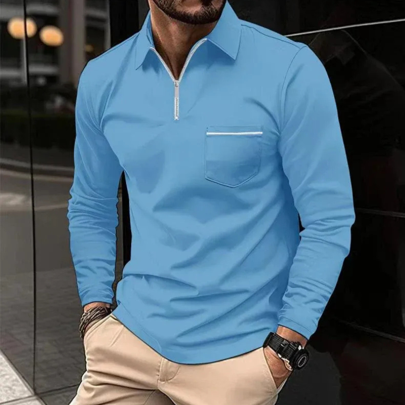 Herren Poloshirt mit Reißverschluss in modernem, zeitlosem Design für Alltag und Freizeit