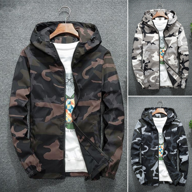 Herren Übergangsjacke mit Camouflage-Muster, locker geschnitten und modern gestaltet