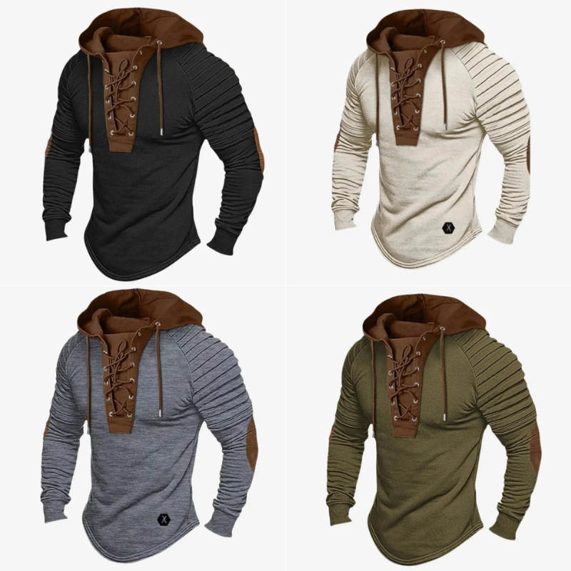 Herren Vintage-Schnürpullover mit markantem Retro-Design