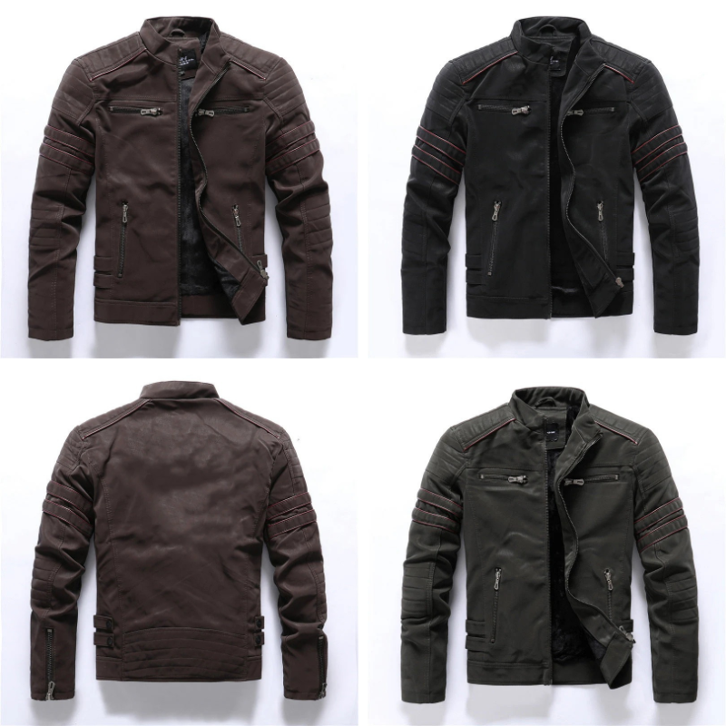 Klassische Luxus-Bikerjacke für Herren im markanten Design