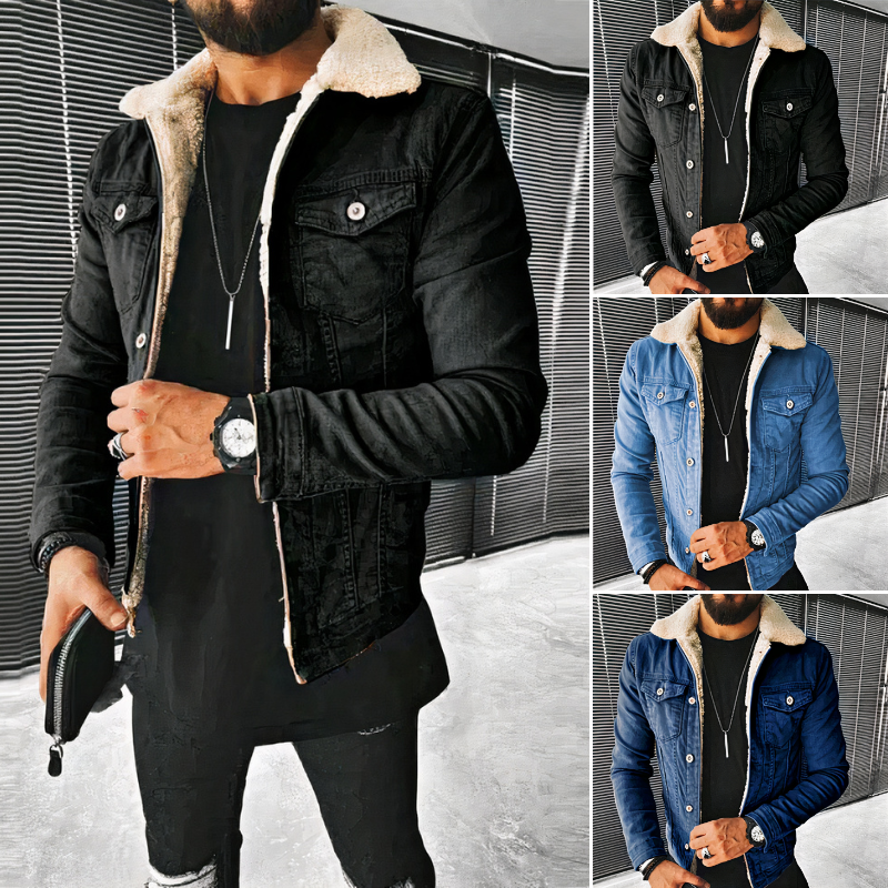 Klassische warme Jeansjacke für Herren mit zeitlosem Design
