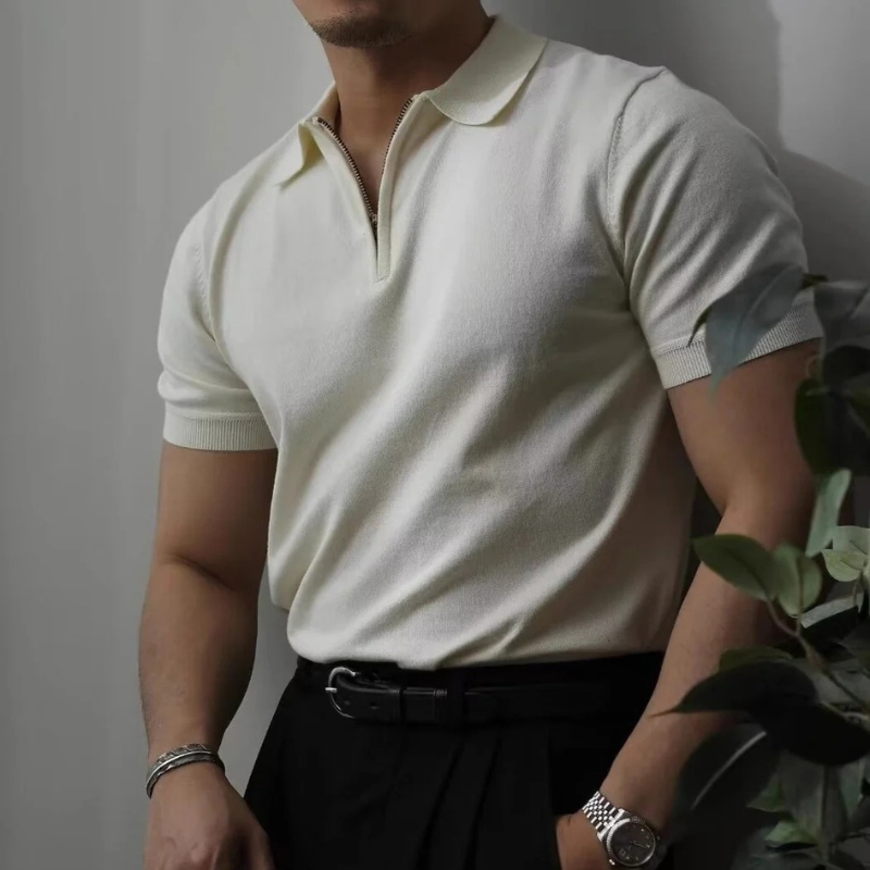 Klassisches Herren-Poloshirt mit modernem Reißverschluss-Detail, perfekt für elegante und legere Outfits