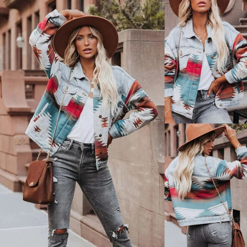 Retro-Jeansjacke für Damen mit lässigem und vielseitigem Design für Freizeit und Alltag