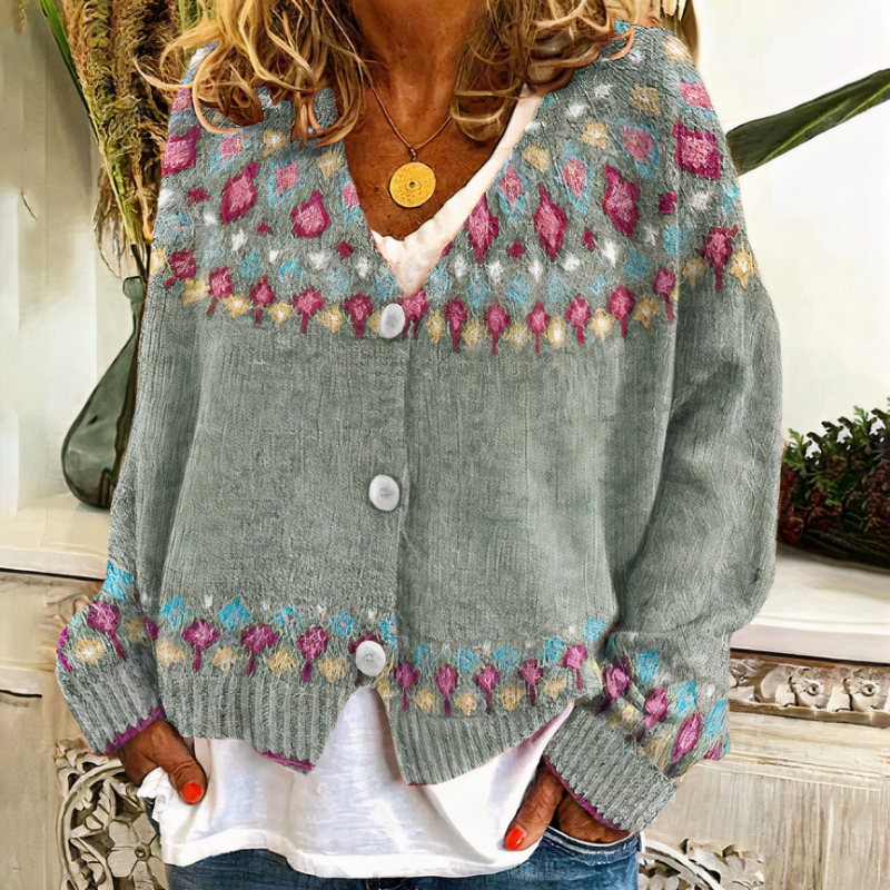 Stilvolle skandinavische Strickjacke für Damen mit zeitlosem nordischem Design