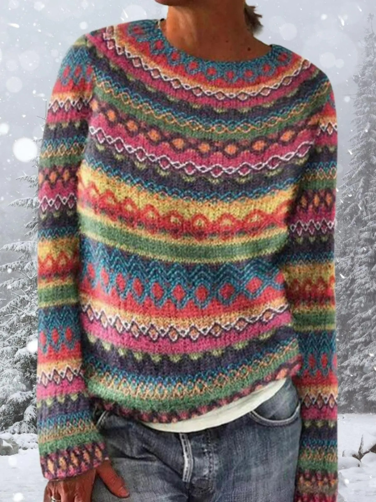 Stilvoller gestreifter Pullover für Damen mit modernem Streifenmuster