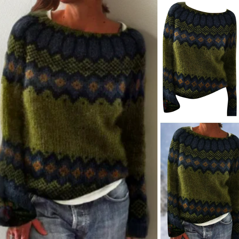 Warmer grüner Pullover für Damen mit zeitlosem Design und frischem Farbton